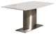 Benzara BM288132 Modern Dining Table With White Marble Top and Steel Base