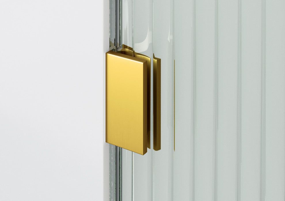 Bathtub Fixed Panel, Fluted Radius, Left Hand, Satin Brass
