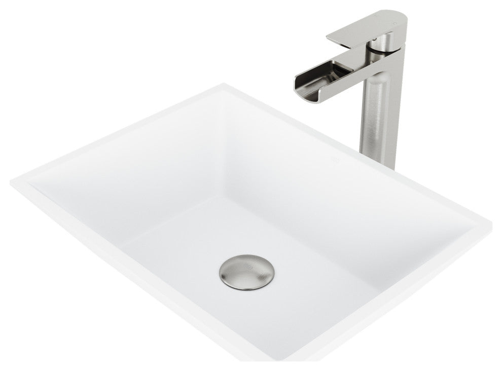 Vinca 18"L x 14"W MatteStone Vessel Sink and Amada 10"H Faucet Set