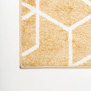 Tumbling Blocks Modern Geometric Gold/White 8'x10' Area Rug