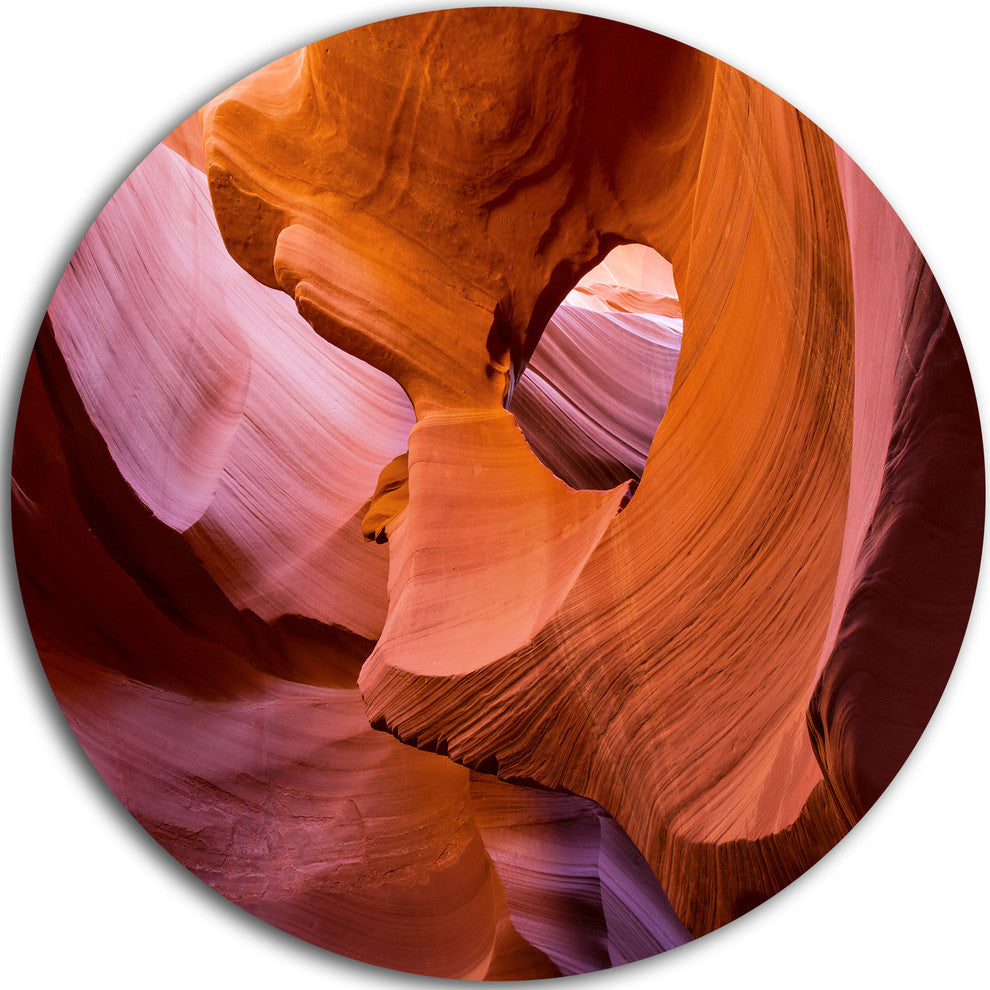 Antelope Canyon Sandstone Waves, Landscape Disc Metal Wall Art, 23"