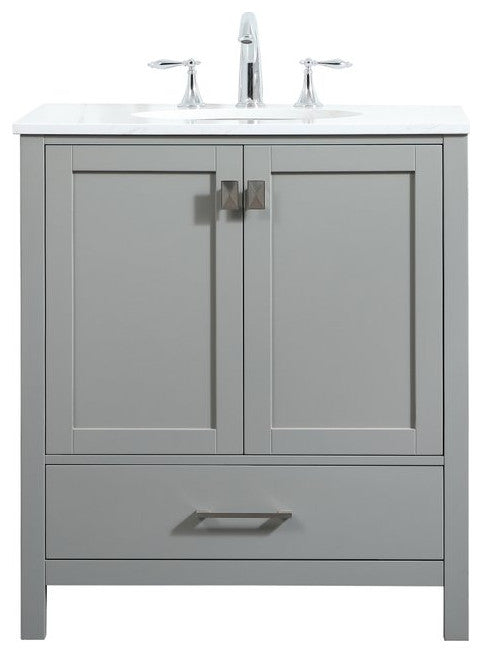 Isabel Single Bathroom Vanity, Gray, 30", Without Backsplash