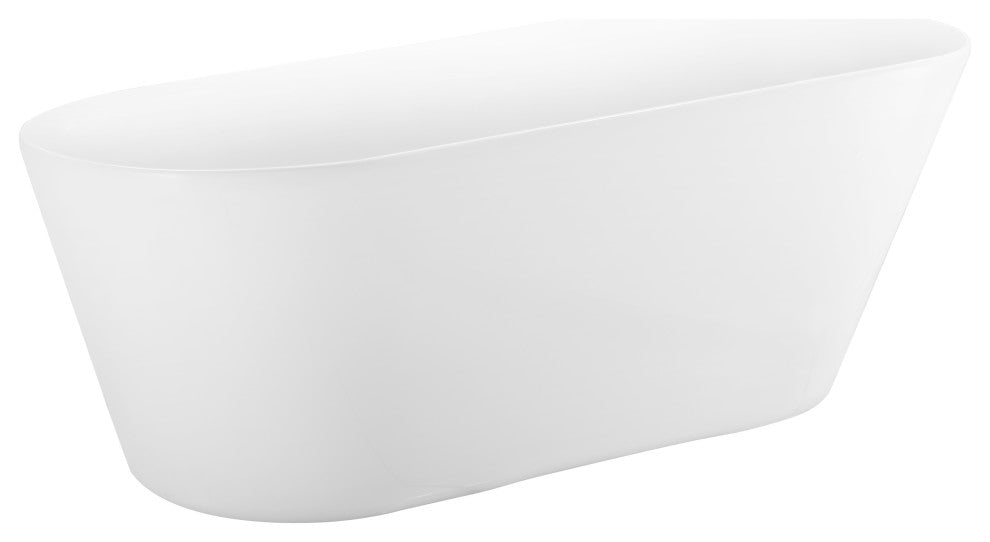 Givingtree 65 in. White Freestanding Bathtub Soaking Tub with Drain and Overflow