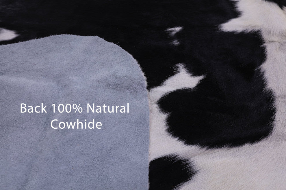 7' 4" X 6' 9" Black and White Natural Cowhide Rug C2322