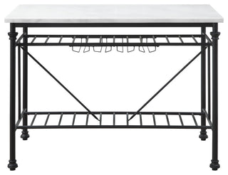 Mera Kitchen Island, White Cultured Stone and Gray Finish