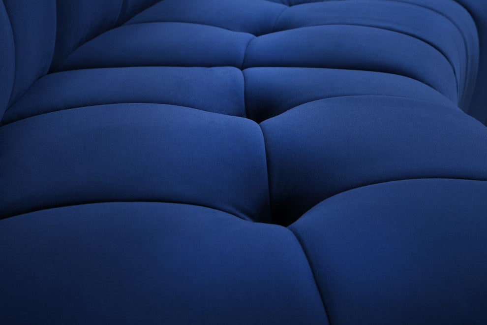 Limitless Velvet Upholstered 9-Piece Modular Sectional, Navy