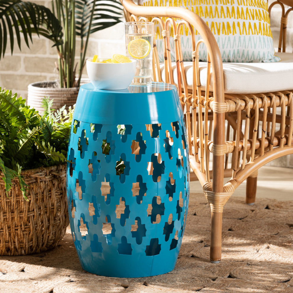 Elenor Contemporary Outdoor Side Table, Blue