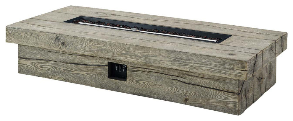 Manteo 70" Rectangular Outdoor Patio Fire Pit Table Light Gray