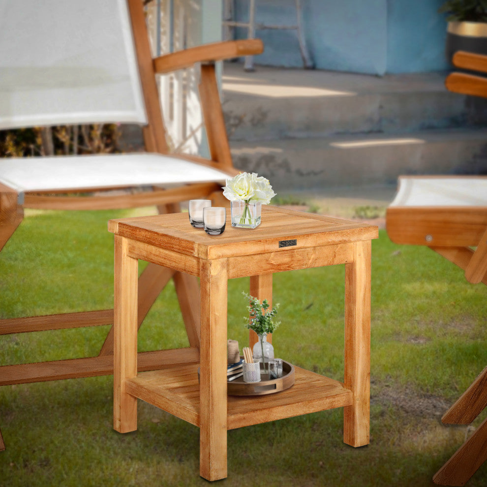 Seven Seas Teak End Table With Shelf
