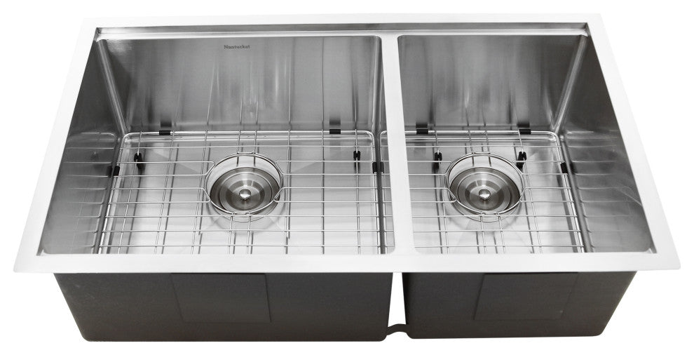 Nantucket SR-PS-3219-OS-16 Offset Double Bowl Prep Station S. Steel Sink