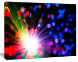 Multicolor Optical Fiber Lighting, Large Abstract Canvas Wall Art, 40"x30"