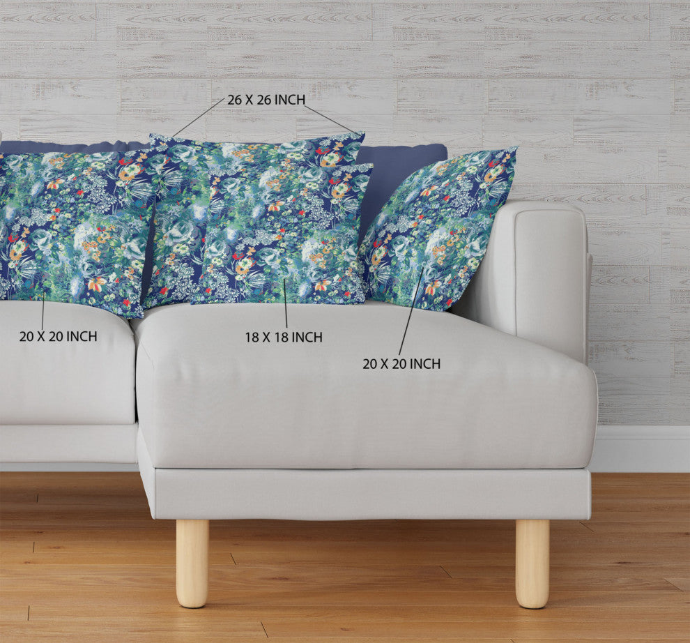 20" Blue Turquoise Springtime Indoor Outdoor Throw Pillow