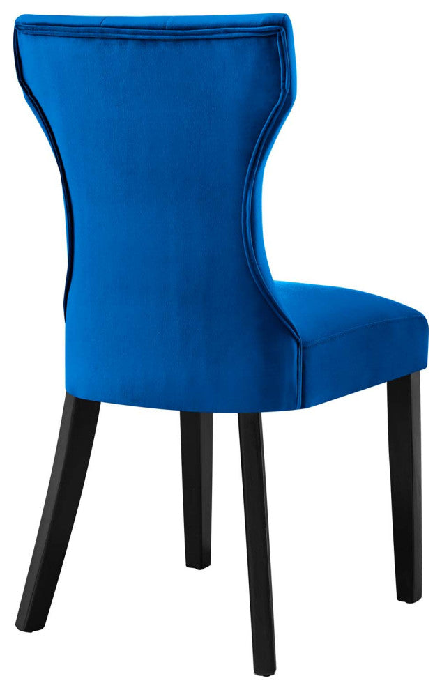 Silhouette Performance Velvet Dining Chairs, Set of 2, Navy