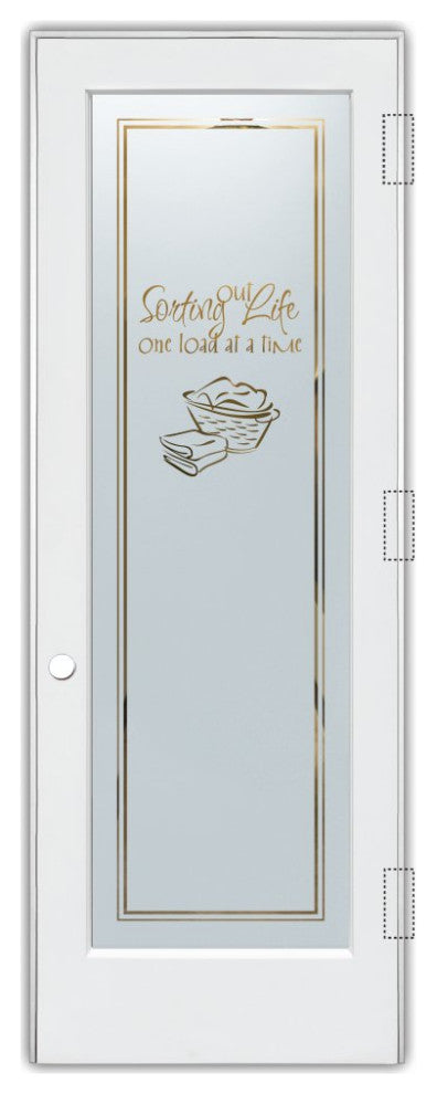Laundry Door - Sorting Out Life Laundry Basket - Primed - 32" x 80" - Knob...