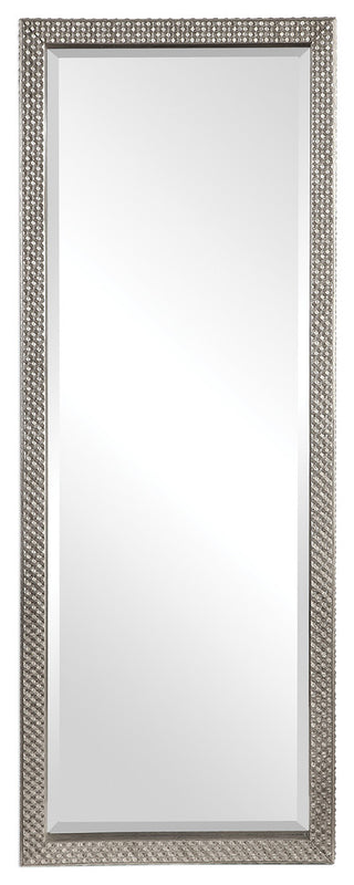 Uttermost Cacelia MDF Wood Glass and Paper Floor Decorative Mirror in Silver