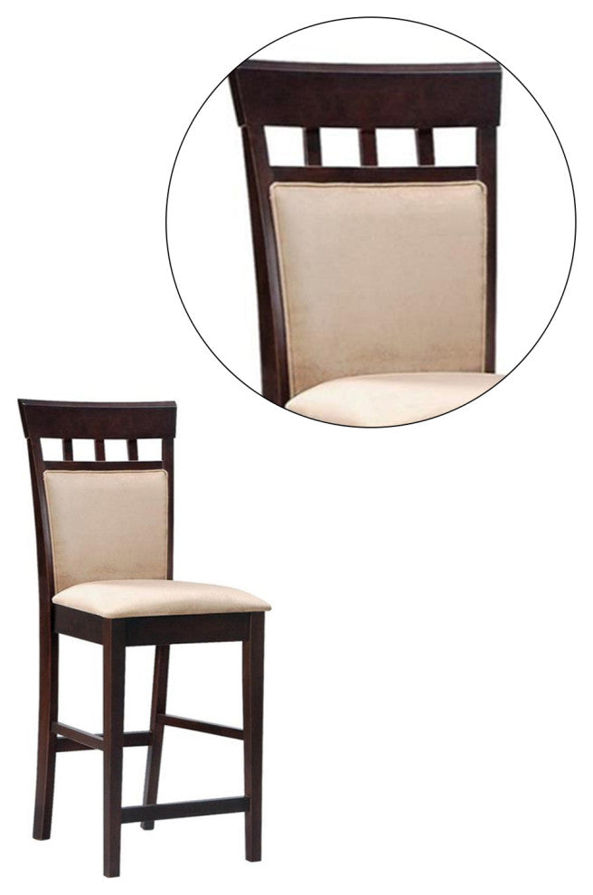 Set of 2 Counter Height Stools, Cappuccino And Tan