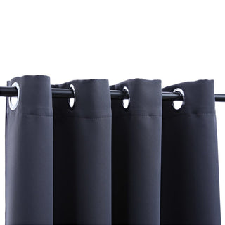 vidaXL Curtains 2 Pcs Blackout Curtains Window Blinds Rings Anthracite Fabric