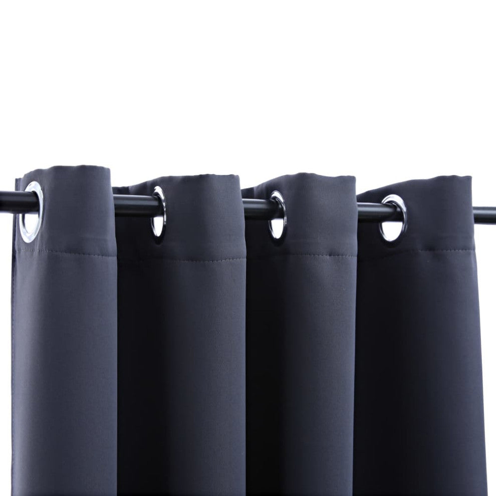 vidaXL Curtains 2 Pcs Blackout Curtains Window Blinds Rings Anthracite Fabric