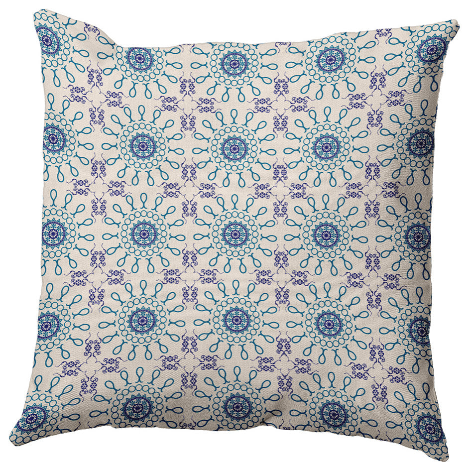16" x 16" Sun Tile Decorative Throw Pillow, Autumn Blue