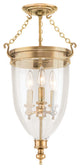 Hanover, Three Light 21-inch Semi Flush, Aged Brass Finish, Clear Glass Shade