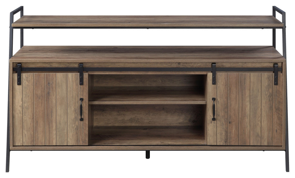 ACME Rashawn TV Stand, Rustic Oak and Black