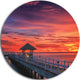 Long Wooden Bridge And Colorful Sky, Sea Bridge Round Wall Art, 11"