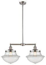 Large Oxford 2-Light Chandelier, Brushed Satin Nickel, Clear