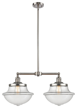 Large Oxford 2-Light Chandelier, Brushed Satin Nickel, Clear