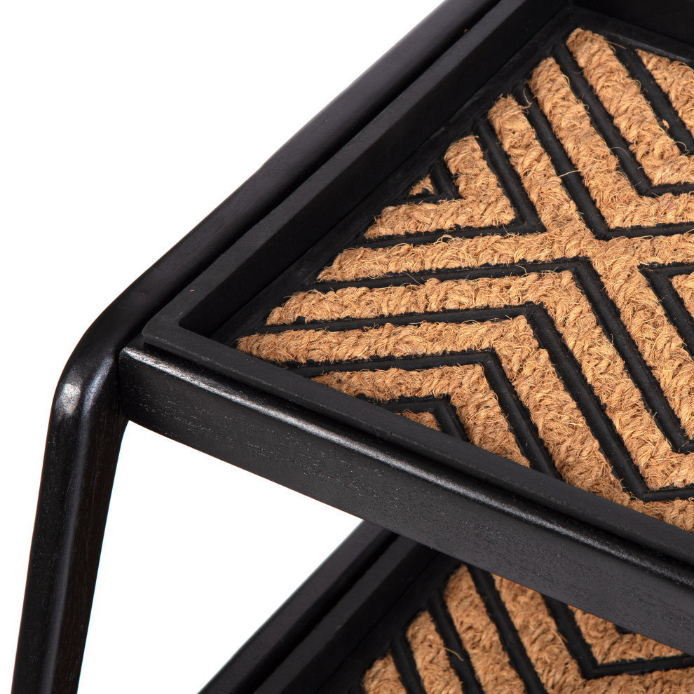 Double-Tier Black Stand With 3-Pair Rubber Boot Trays Galapagos