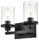 2 Light Black And Clear Bath Sconce