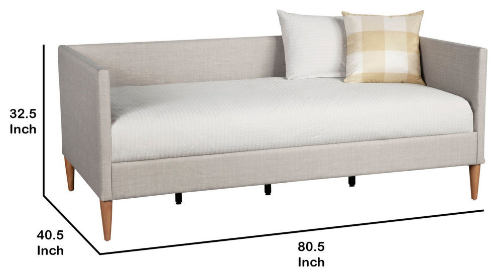 Daybed with Wooden Frame and Fabric Upholstery, Gray