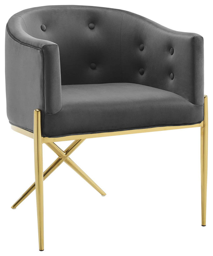 Savour Accent Dining Armchair Performance Velvet Set of 2 Charcoal
