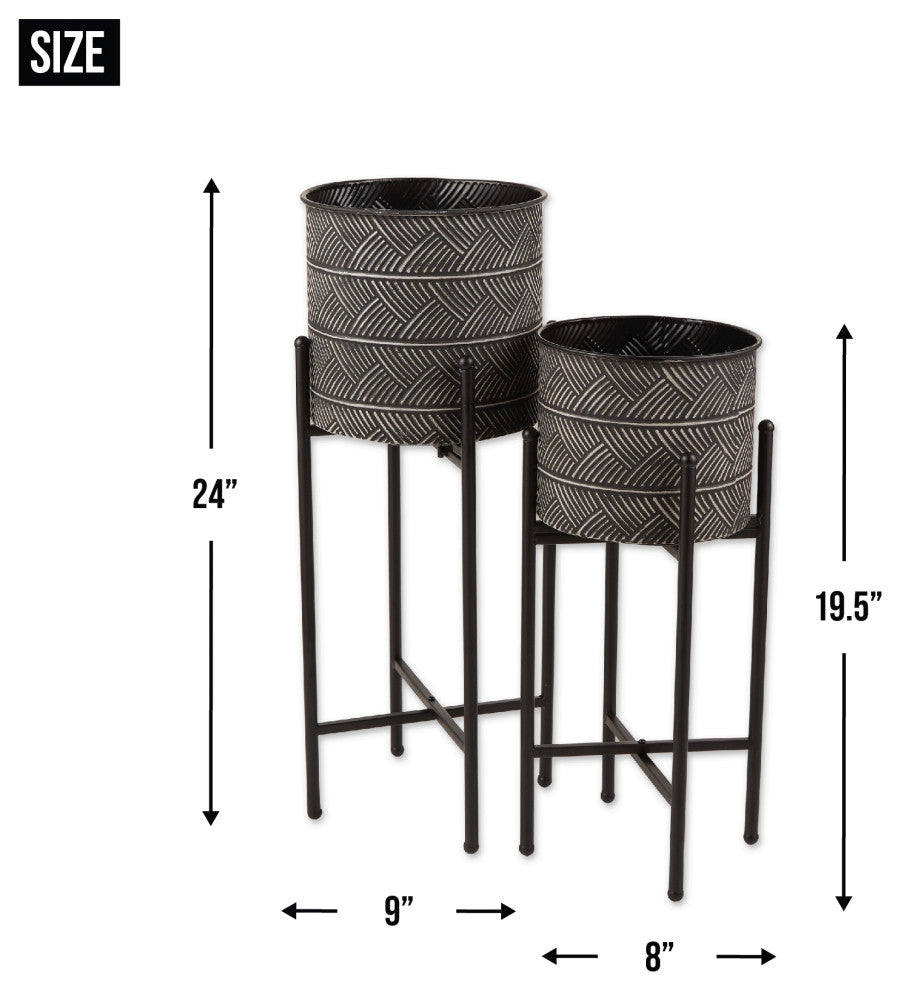 Asst Deco Waves Bucket Plant Stand, Set of 2