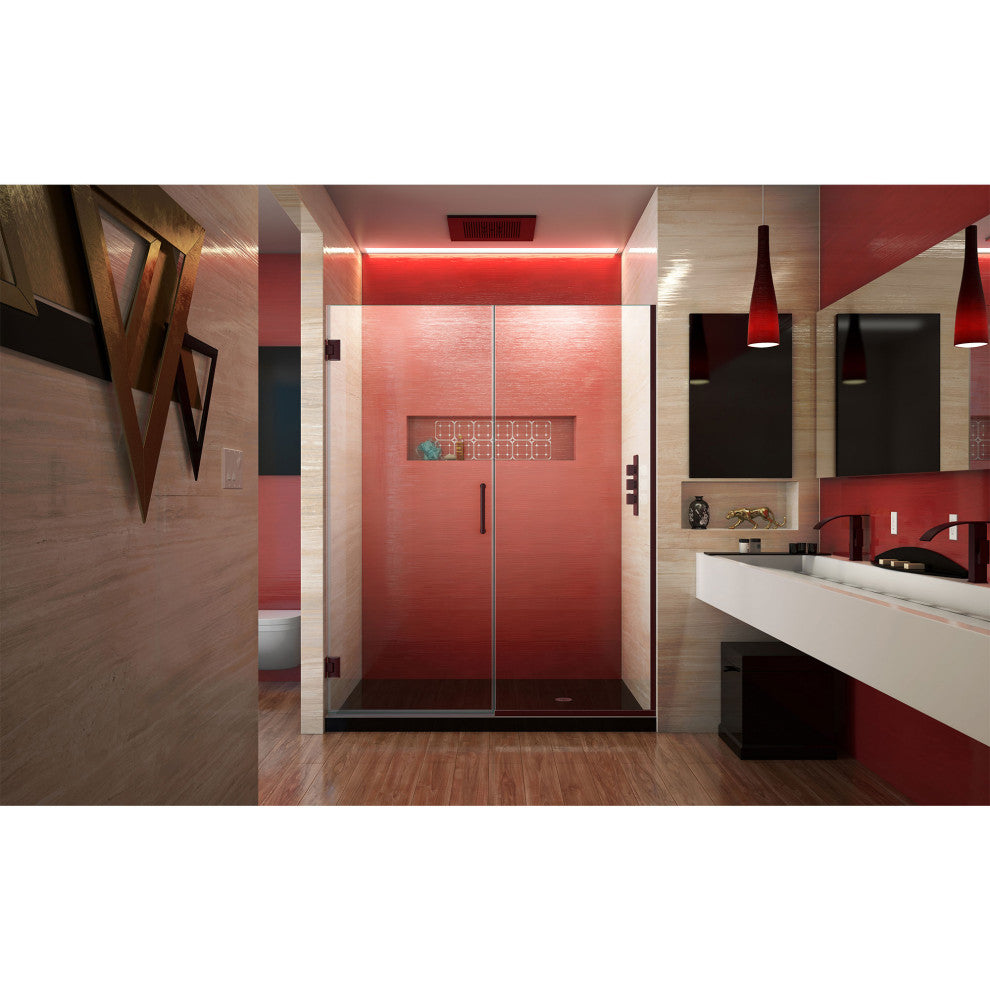 DreamLine Unidoor Plus 58", 58.5"x72" Hinged Shower Door, Oil Rubbed Bronze