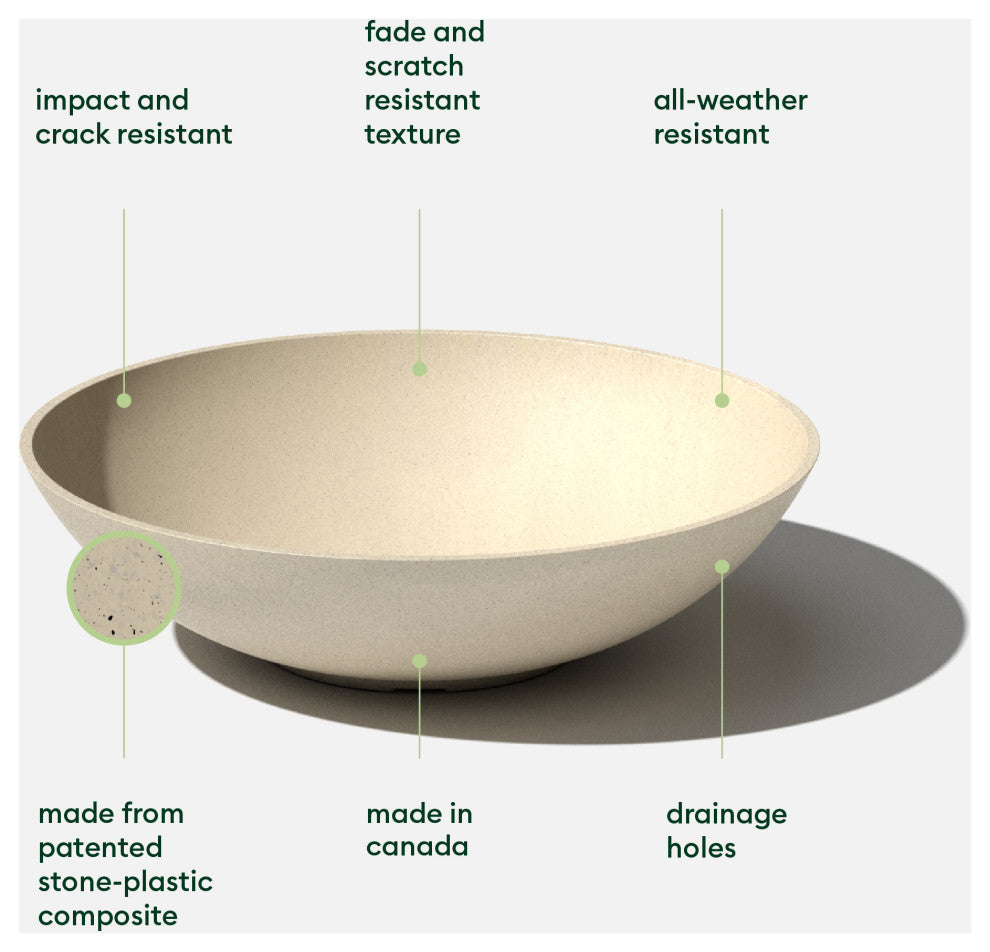 Lane Round Planter Bowl, Sand, 24'', 1 Pack