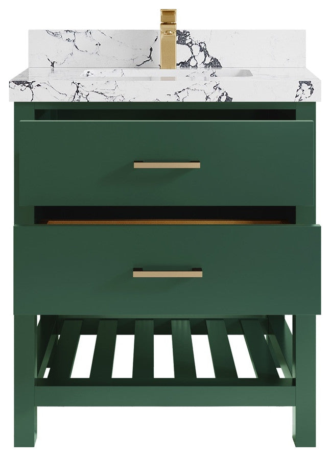 Parker 30 Single Sink Bath Vanity in Lafayette Green  2" Viola Night