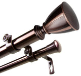 Maja 1" Double Curtain Rod, Bronze, 66-120"