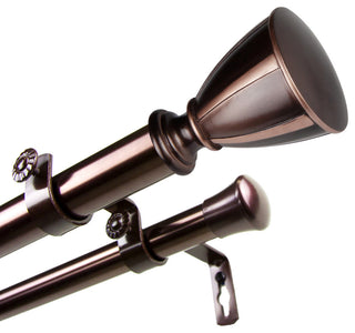 Maja 1" Double Curtain Rod, Bronze, 66-120"