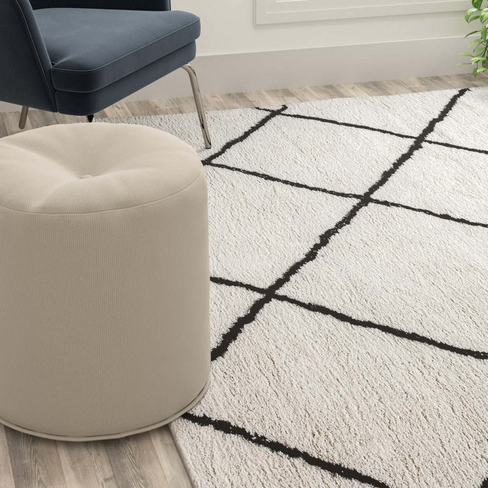 Shag Style Diamond Trellis Area Rug, 5' X 7'