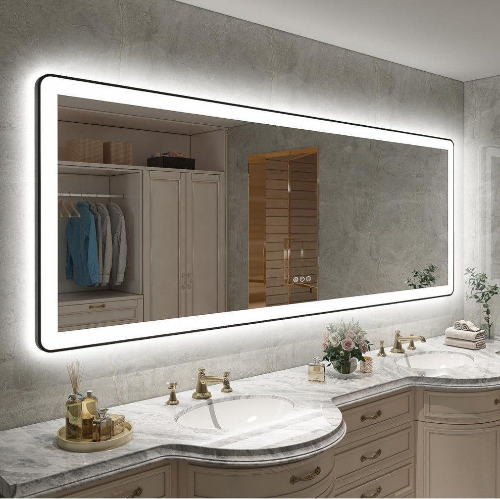 Dyconn Faucet M22 Black Frame Wall Mounted LED Bathroom Vanity Mirror, 8432
