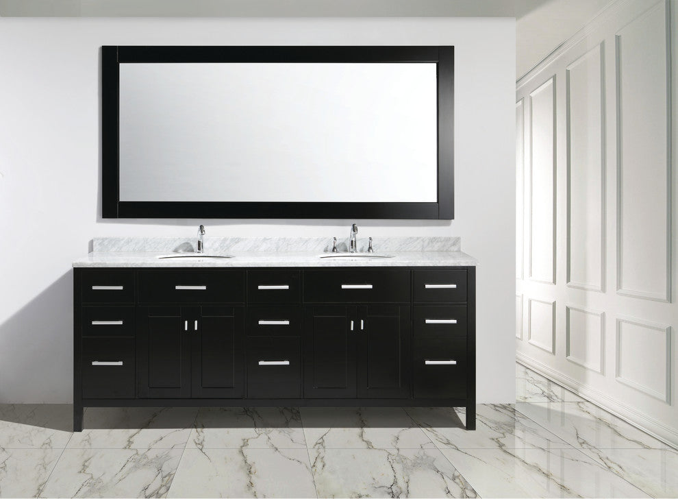 London 84" Double Sink Vanity Set, Espresso Finish