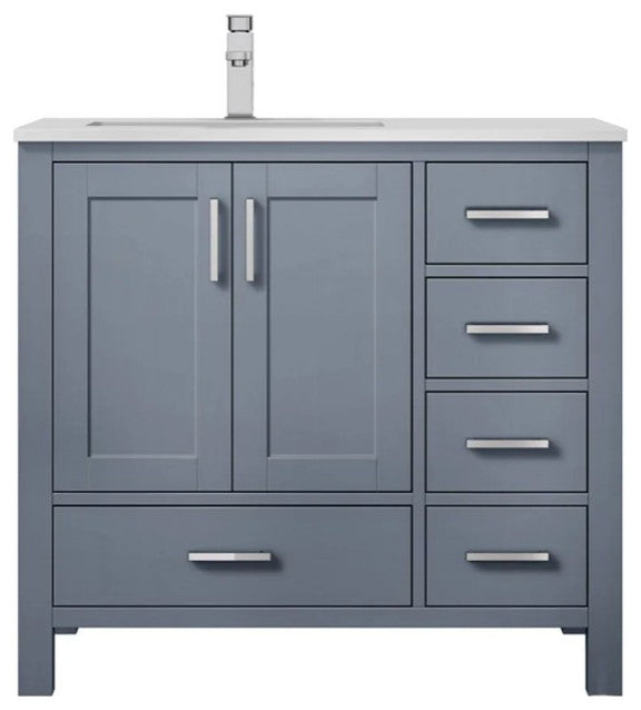Jacques Modern Dark Grey 36" Single Vanity With Quartz Top