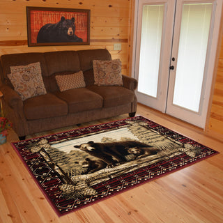Lodge King Grizzly Gap Rustic Bear Area Rug, 5'3"x7'7"