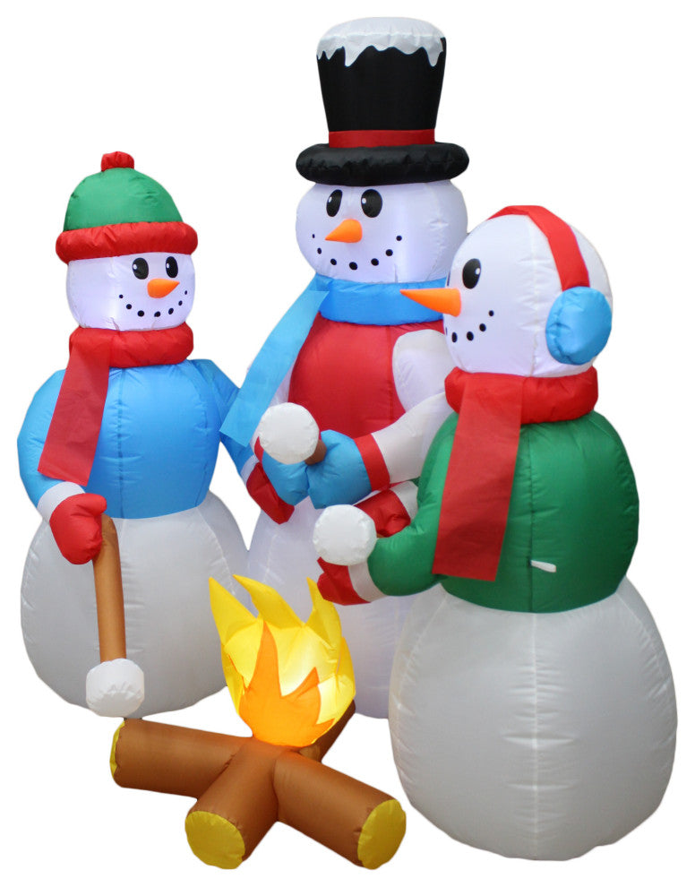 5' Tall Christmas Inflatable Snowmen Campfire Roasting Marshmallows