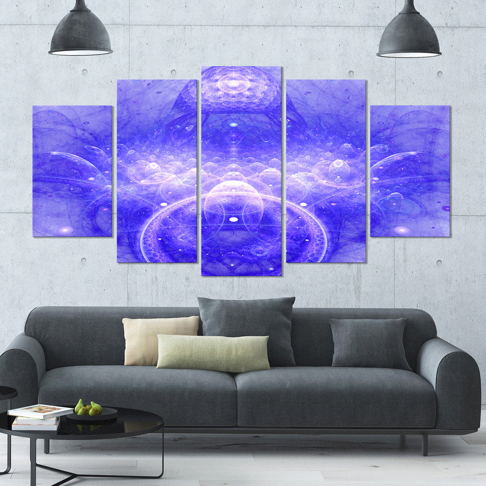 Infinite Blue Boundaries of World, Floral Canvas Art Print, 60"x32", 5 Panels