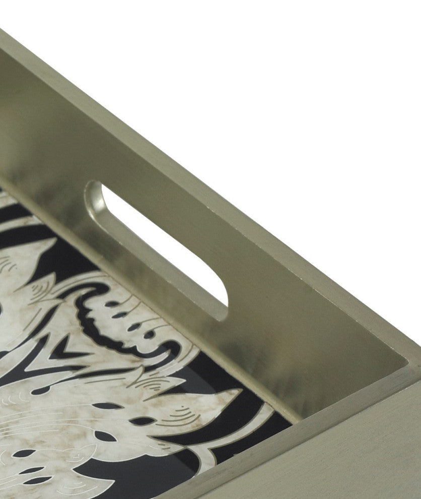 Reverse Painted Mirror Tray, Medium, Midnight