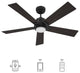 CARRO 52'' 5 Blades Smart Ceiling Fan with Remote Control and Dim LED Light, Black