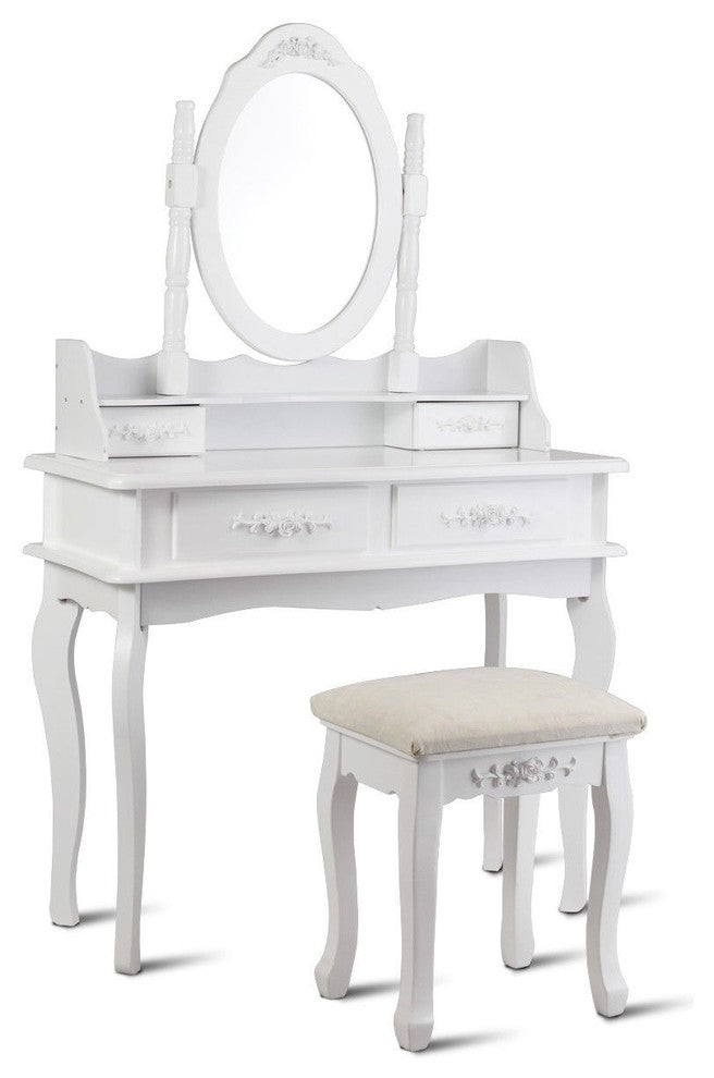 Modern Mirror Jewelry Storage Makeup Dressing Table Vanity Set