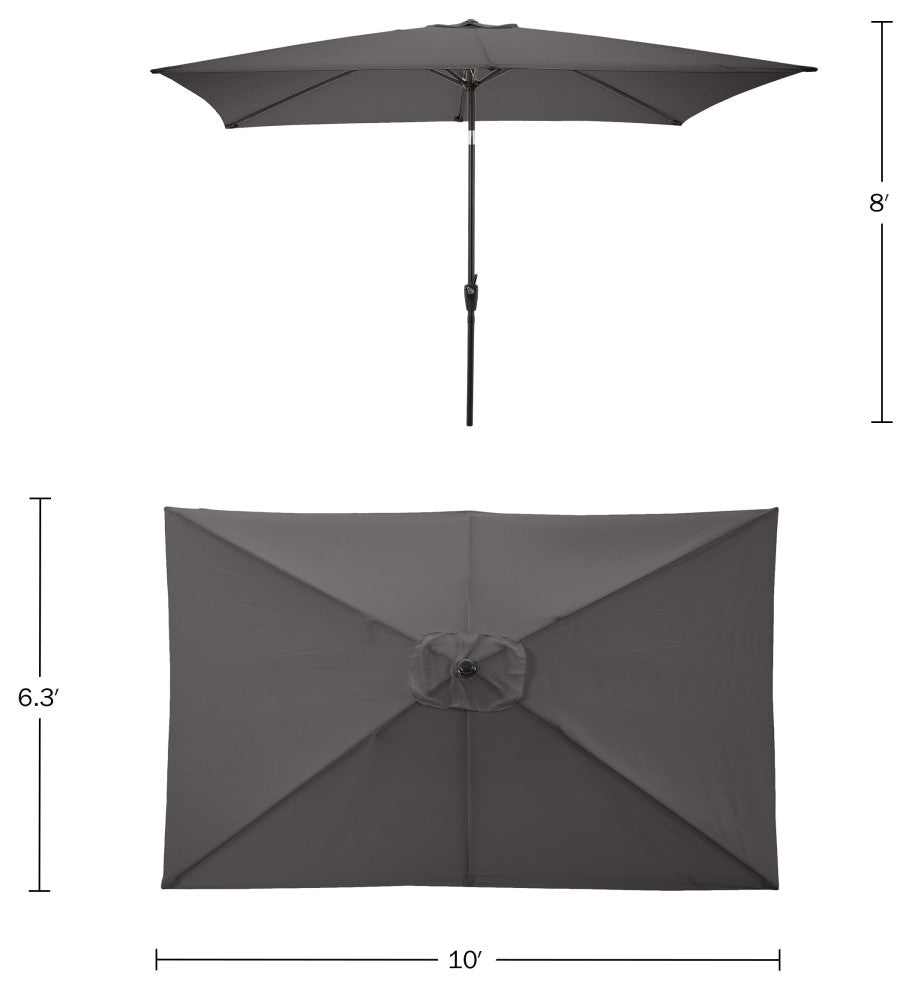 Pure Garden 10' Rectangular Patio Umbrella, Gray
