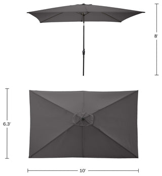 Pure Garden 10' Rectangular Patio Umbrella, Gray